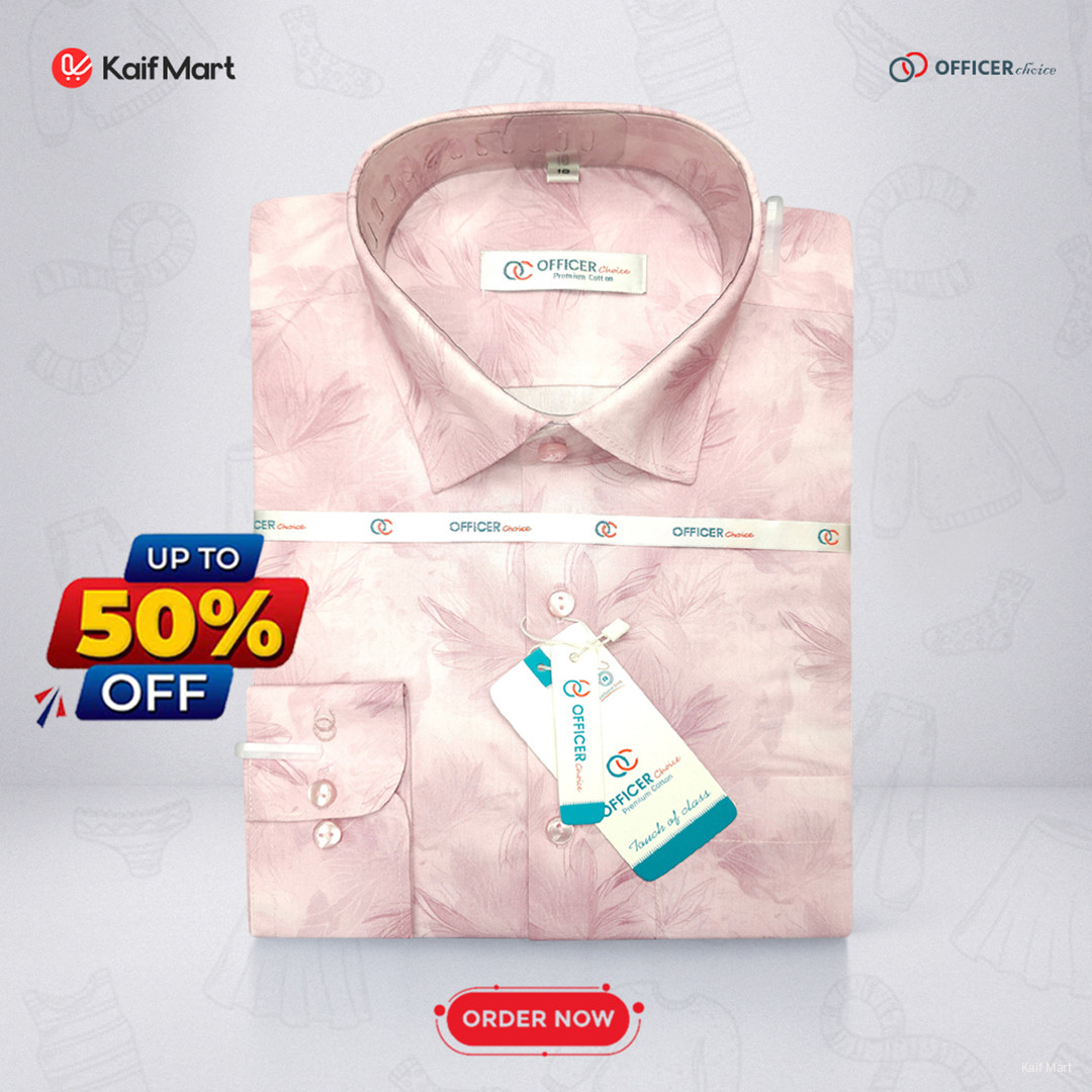 Mens FasMens Fashionable Exclusive Long Sleeve Formal and Casual Shirt-  Light pink