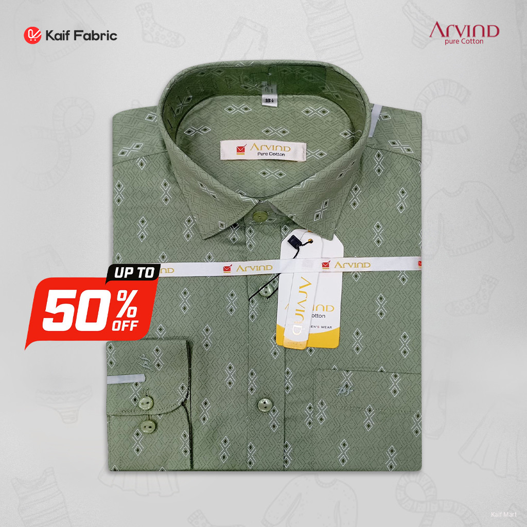 Mens Fashionable Exclusive Long Sleeve Formal and Casual Shirt -Olive Green