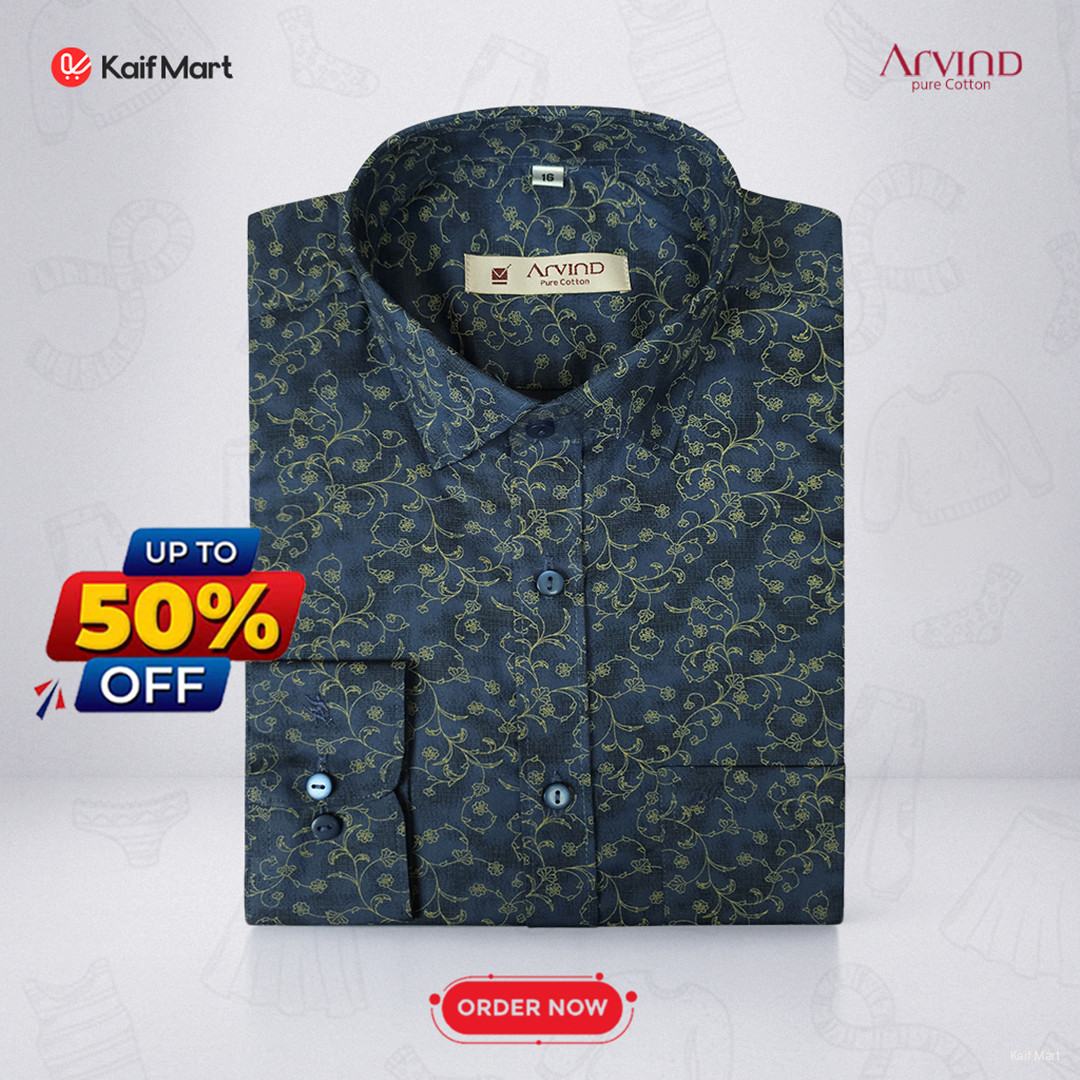 Mens FasMens Fashionable Exclusive Long Sleeve Formal and Casual Shirt -  dark blue