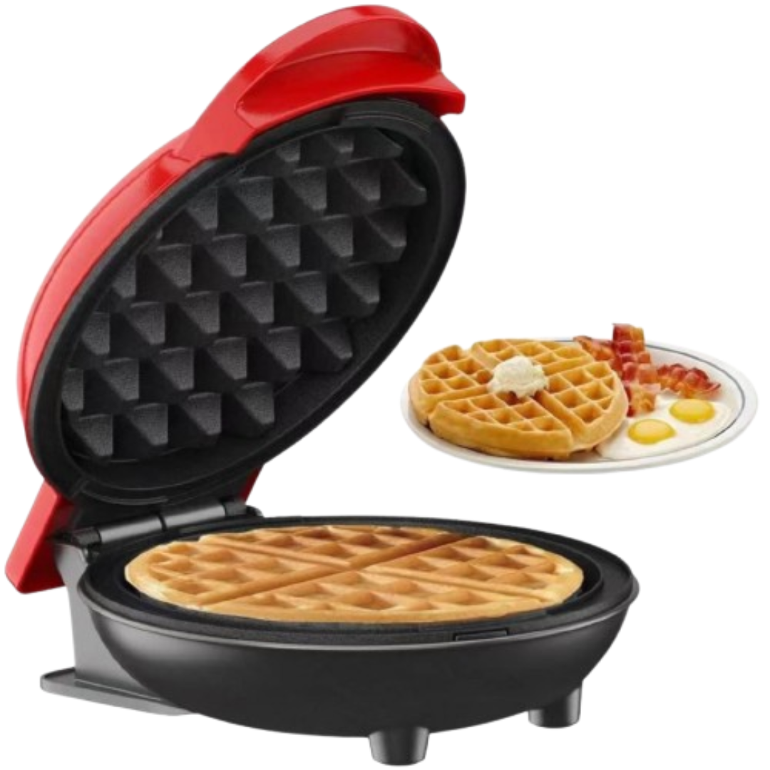 Mini Electric Waffle Maker - Red Round