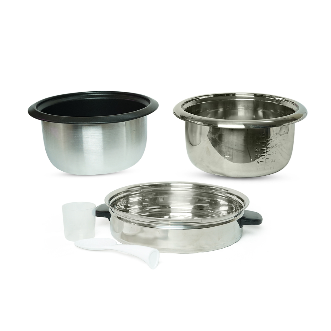 Prestige Apple Duo Electric Rice Cooker 1.8 Liter 700W – Stainless Steel Body with Glass Lid