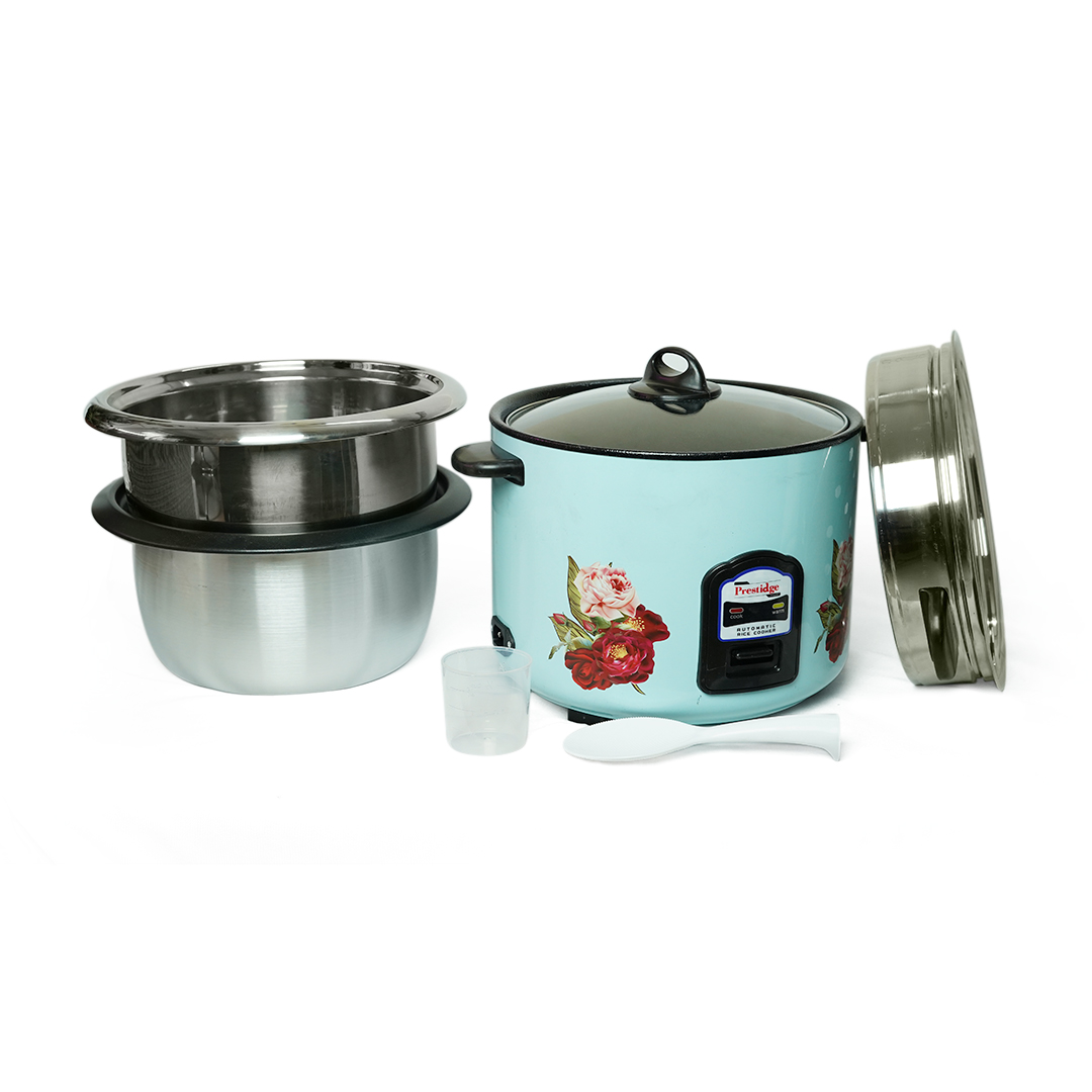 Prestige Apple Duo Electric Rice Cooker 1.8 Liter 700W – Stainless Steel Body with Glass Lid