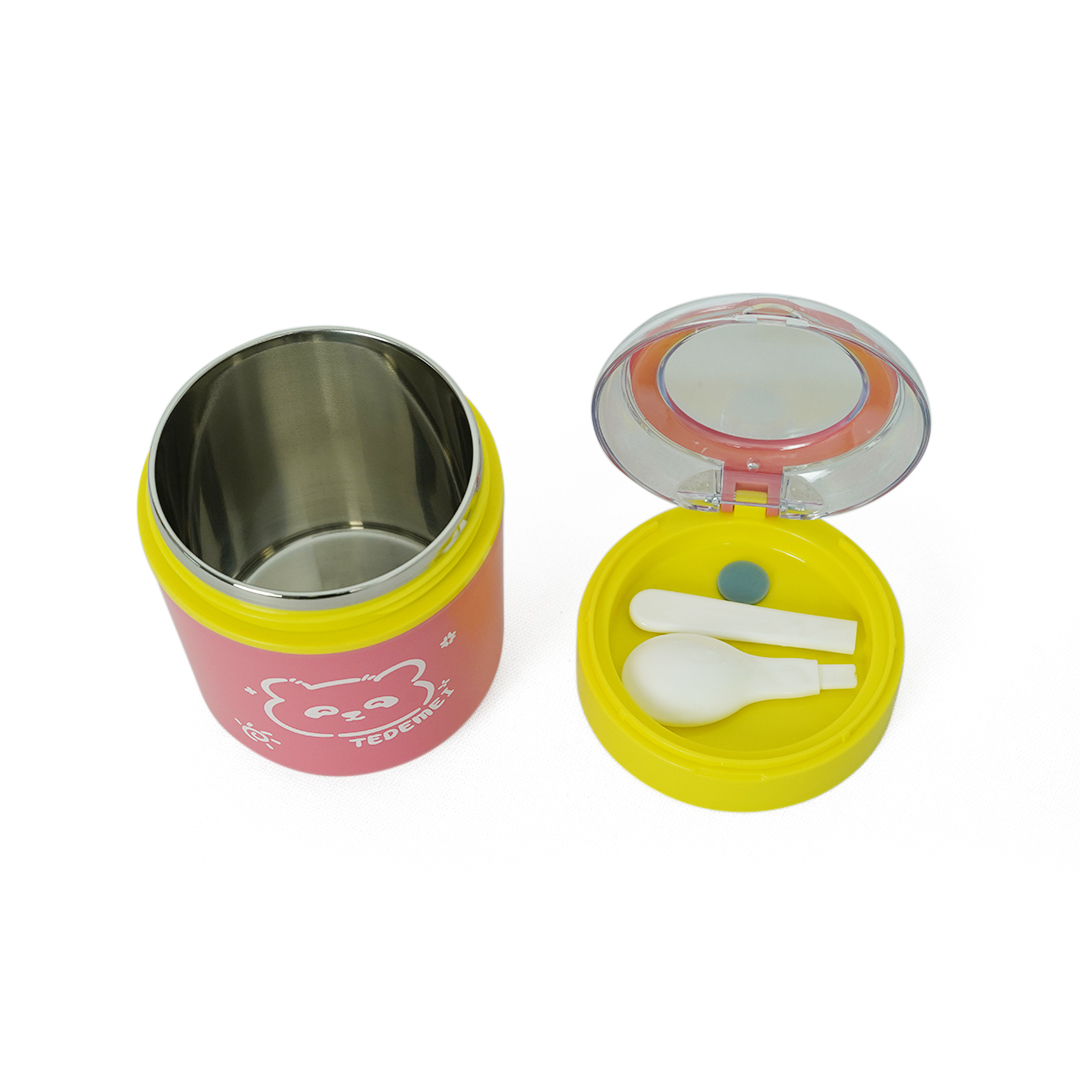 Tedemei Stainless Steel Insulated Soup Cup – Leakproof Cute Food Jar Pink