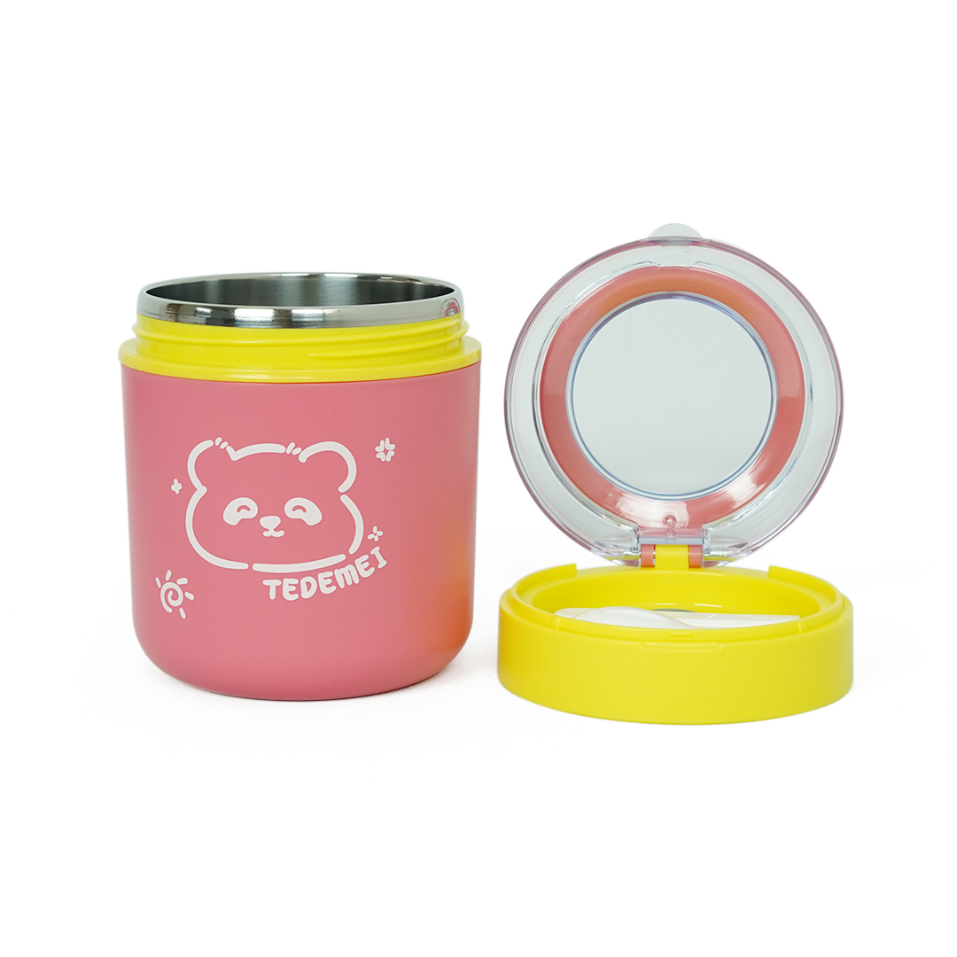 Tedemei Stainless Steel Insulated Soup Cup – Leakproof Cute Food Jar Pink