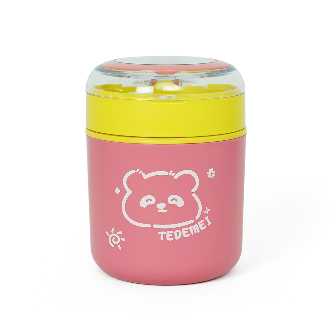 Tedemei Stainless Steel Insulated Soup Cup – Leakproof Cute Food Jar Pink
