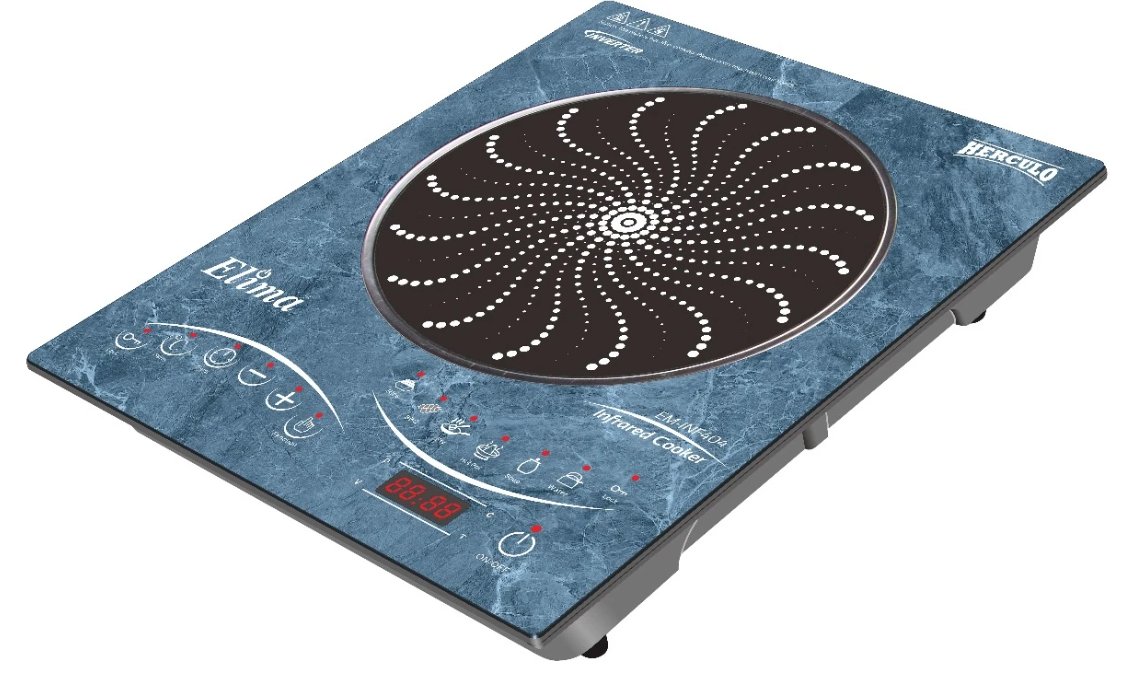 Elima Herculo EM-INF404 2000W Marble Design Infrared Cooker – Fast Heating, Energy Efficient Hot Plate Light Blue