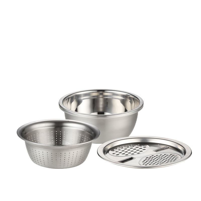 Stainless Steel Basin With Vegetable Cutter and Drain Basket