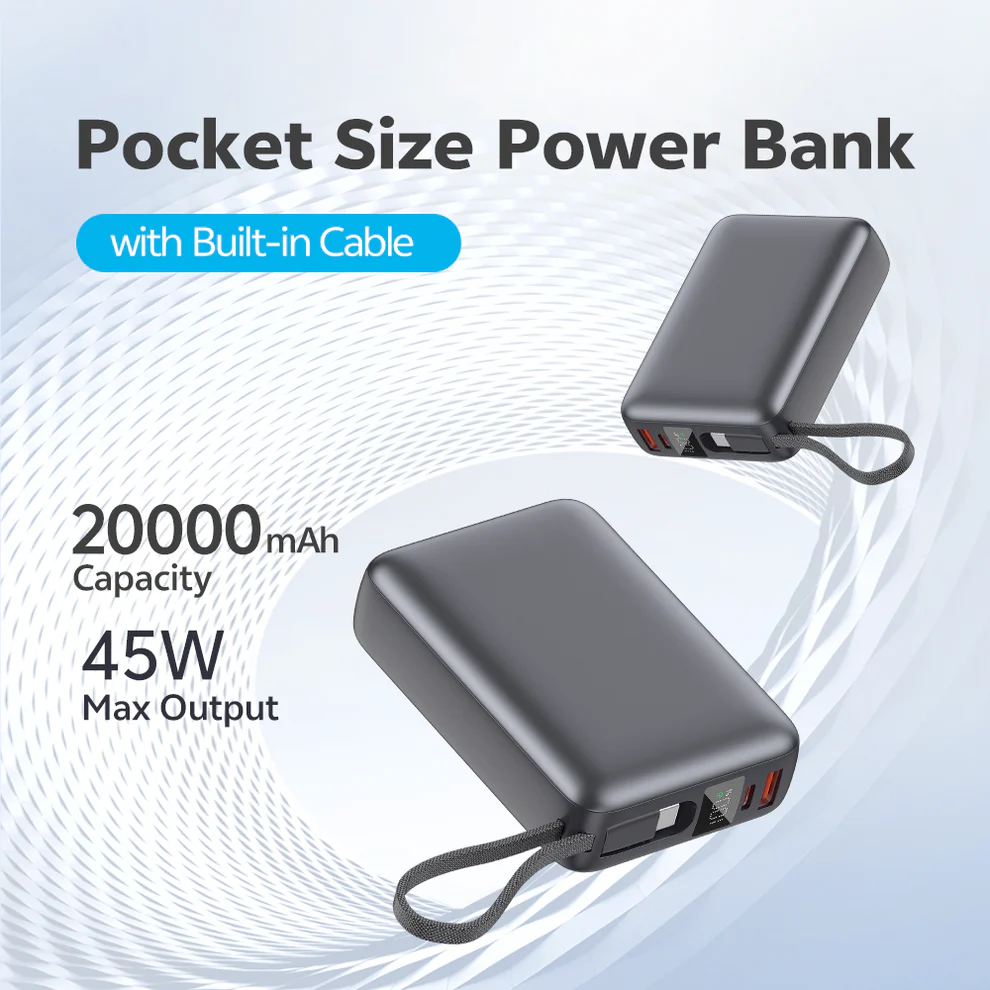 QCY PB20A 20000mAh 45W PD Fast Charge Power Bank