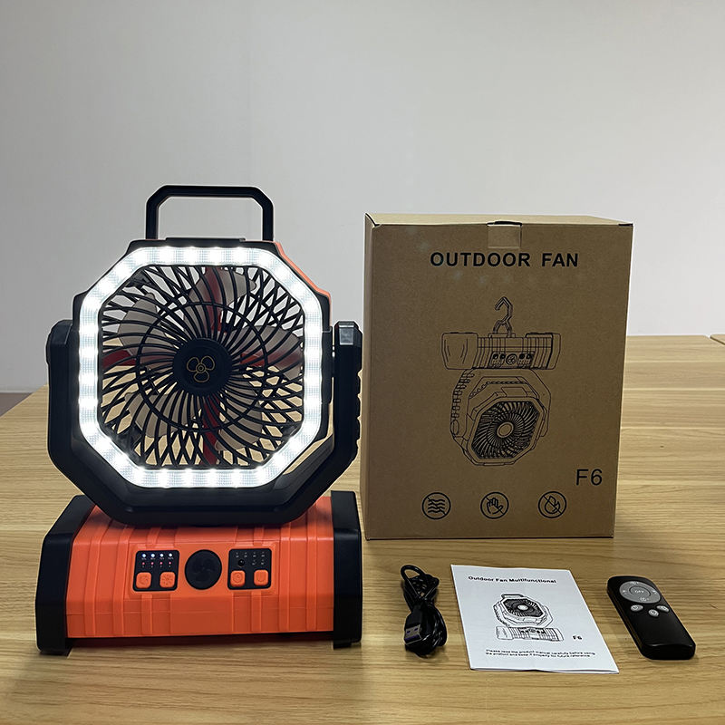 Portable USB Rechargeable Outdoor Table Fan With LED Light and Power Bank for Camping Outdoor