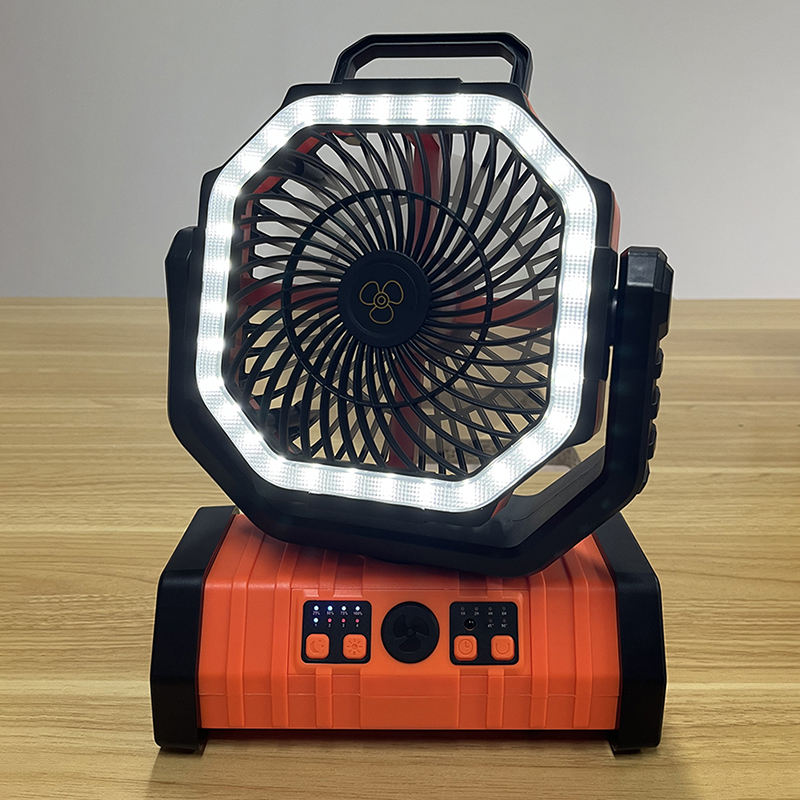 Portable USB Rechargeable Outdoor Table Fan With LED Light and Power Bank for Camping Outdoor