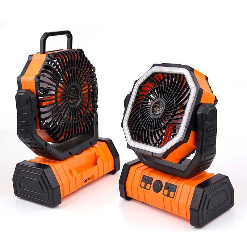 Portable USB Rechargeable Outdoor Table Fan With LED Light and Power Bank for Camping Outdoor