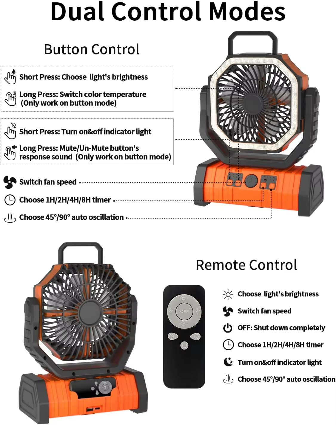 Portable USB Rechargeable Outdoor Table Fan With LED Light and Power Bank for Camping Outdoor