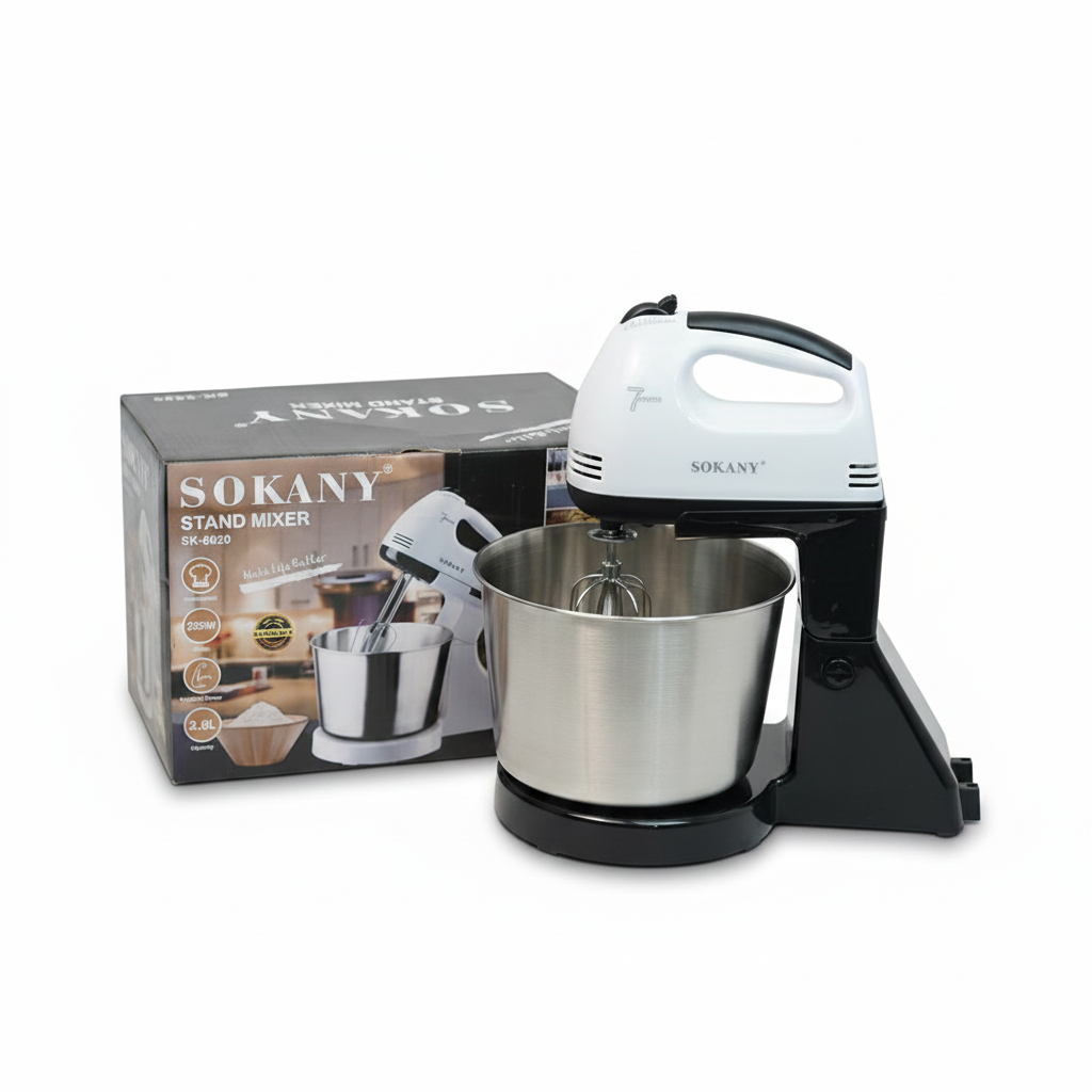 SOKANY Stand Mixer SK-6620 – 250W Electric Kitchen Mixer with 2.0L Bowl & Multiple Beaters
