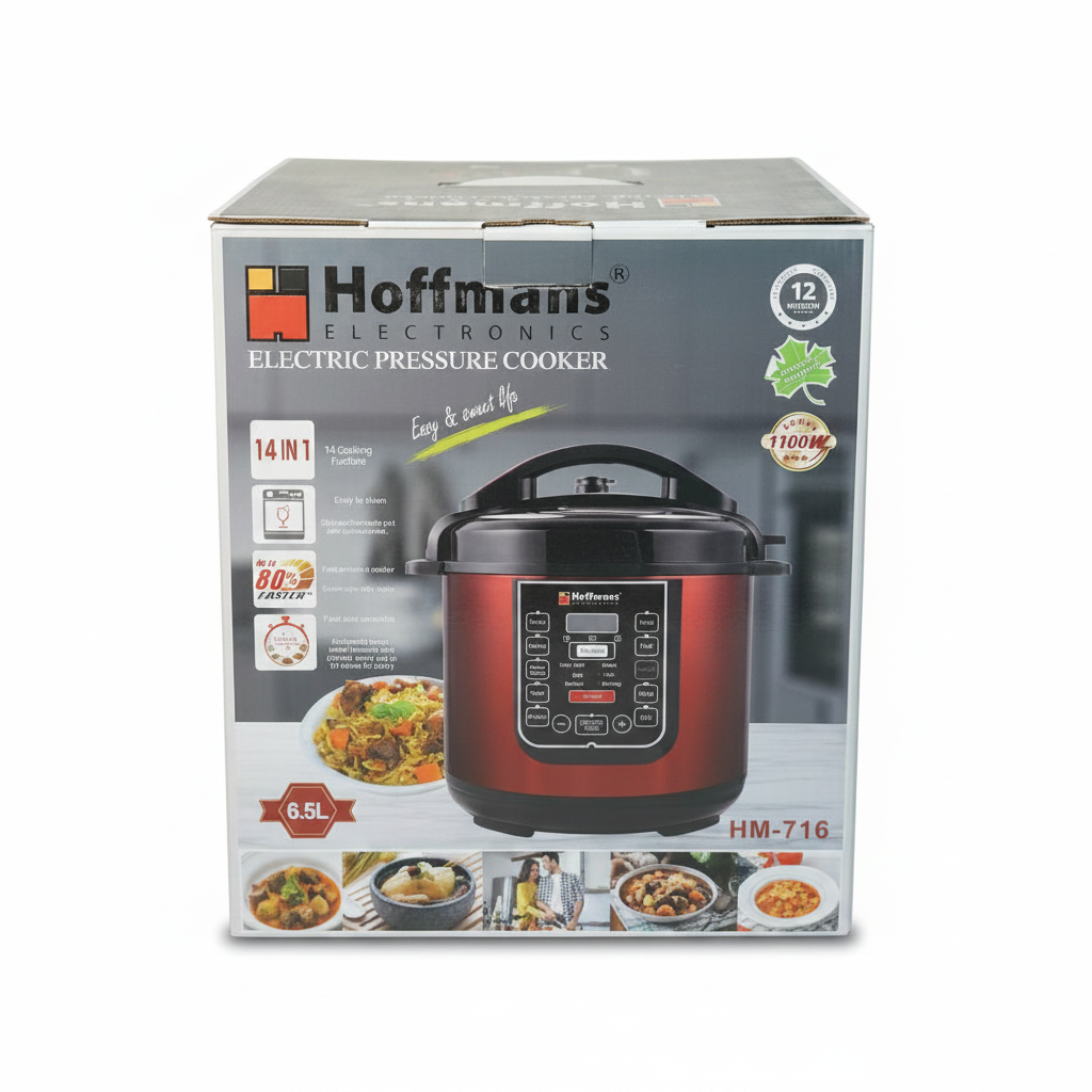 Hoffmans HM-716 Electric Pressure Cooker – 6.5L Multifunctional 14-in-1 Smart Cooker