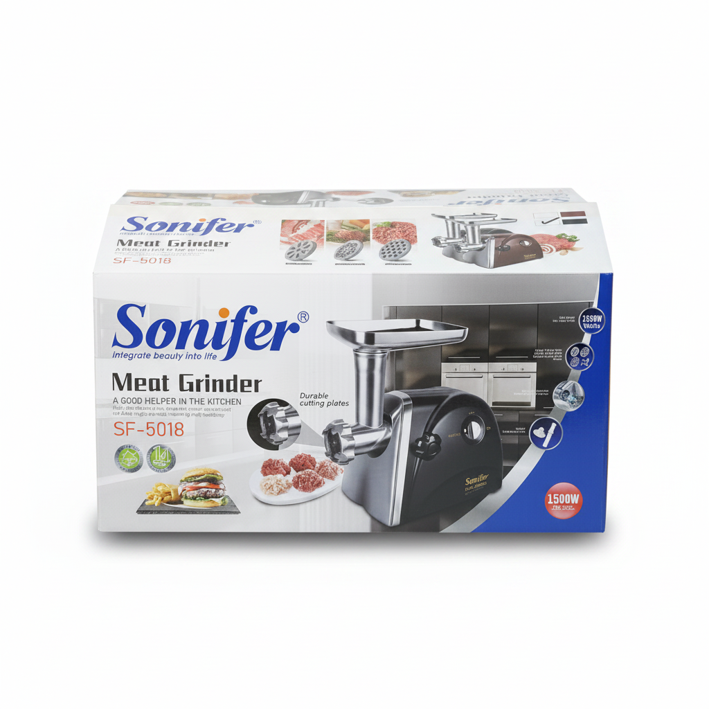 Sonifer SF-5018 Electric Meat Grinder – 1500W Heavy Duty Mincer & Sausage Staker